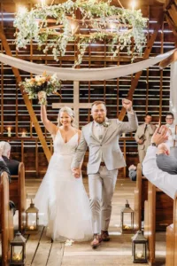 gorgeous couple exiting their ceremony